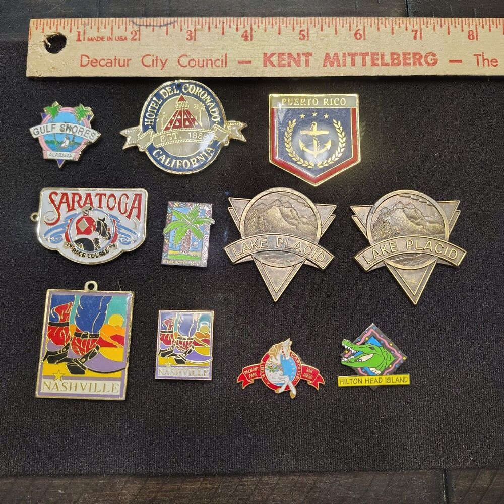 Vtg 90s PINNACLE DESIGNS Enamel Pin Magnet Pendant Salesman Sample Lot New York
